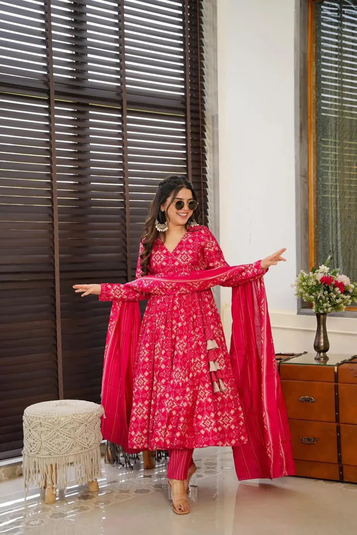 Pavitra Digital Print Pink Anarkali Suit Set
