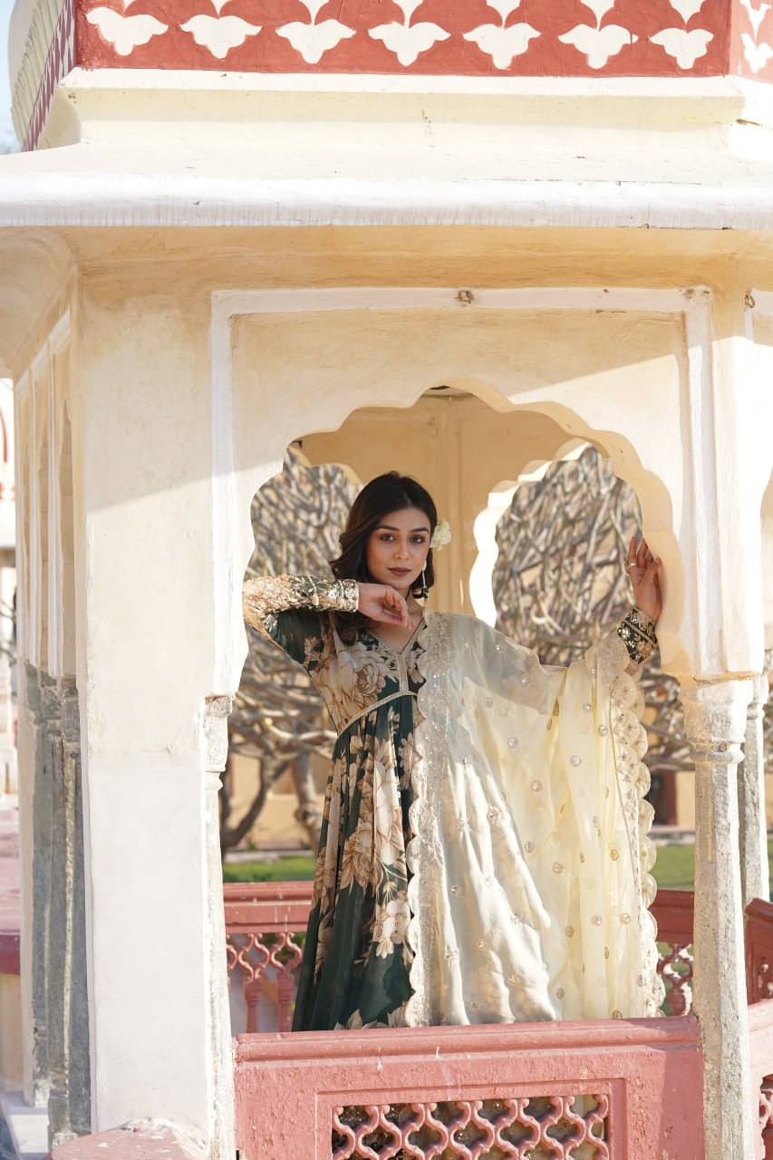 Premium Quality Green Anarkali Suit Set
