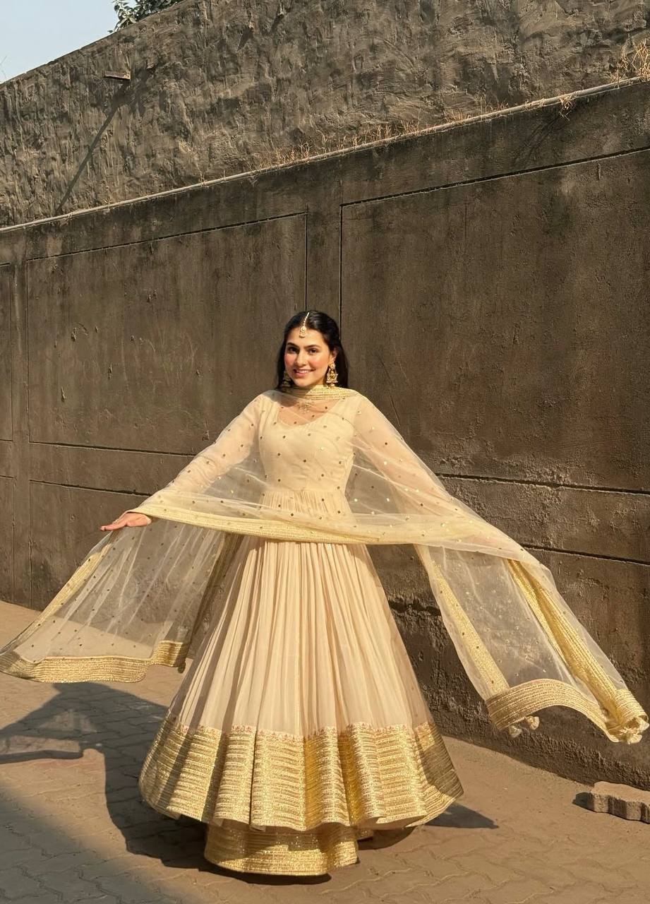 Rangrez off white Anarkali Premium Suit Set