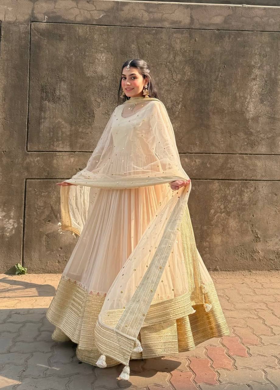 Rangrez off white Anarkali Premium Suit Set
