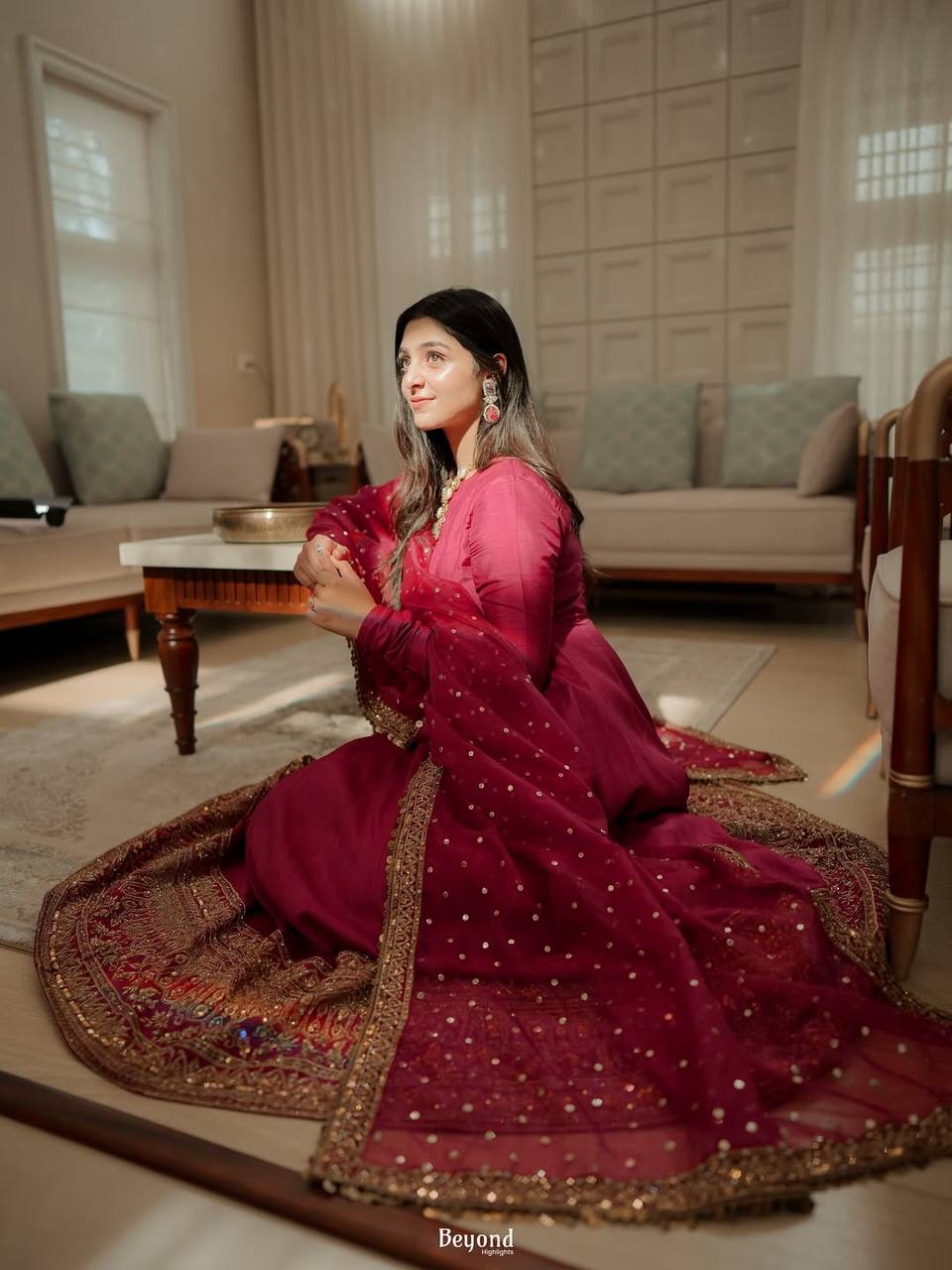 Noor Pink Color Embroidered Work Anarkali Suit Set
