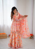 Tabby Organza Mirror Work Kediya Palazzo Set with Dupatta