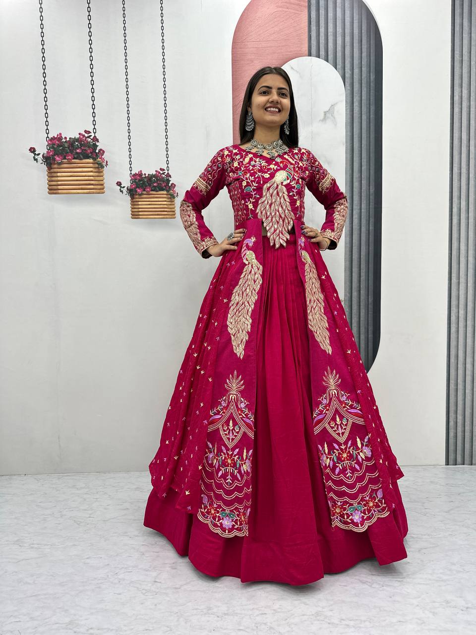 Premium Quality Heavy Traditional Crop Top with Shrug With Color