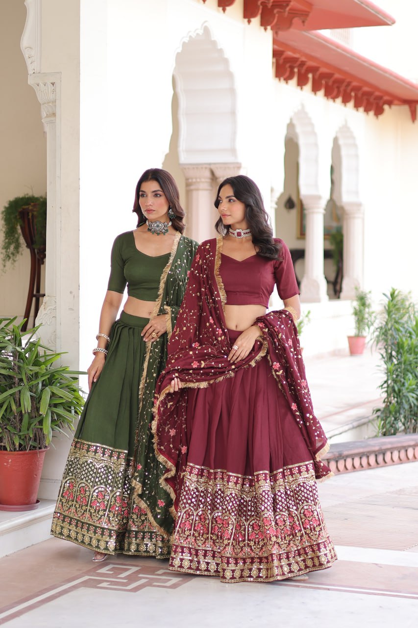 Luxury Thread & Sequins Readymade Lehenga Set