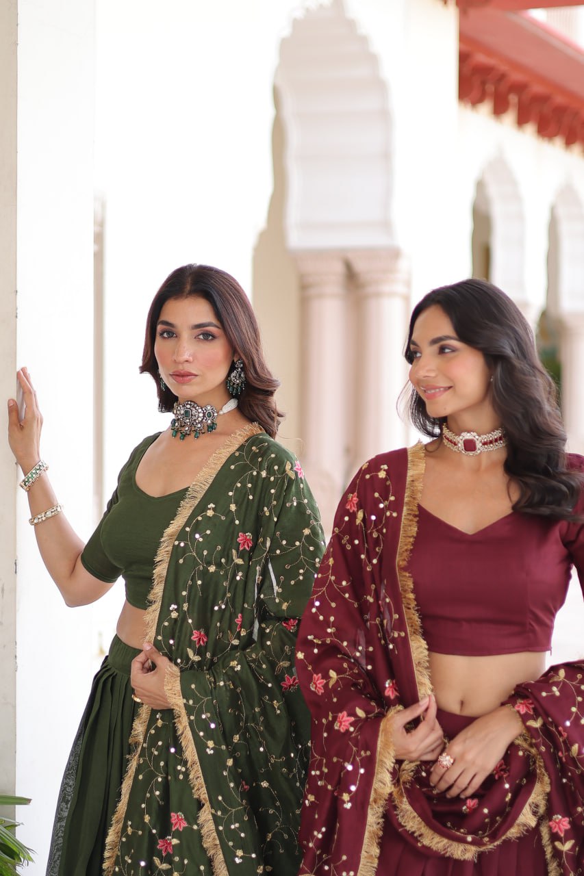 Luxury Thread & Sequins Readymade Lehenga Set