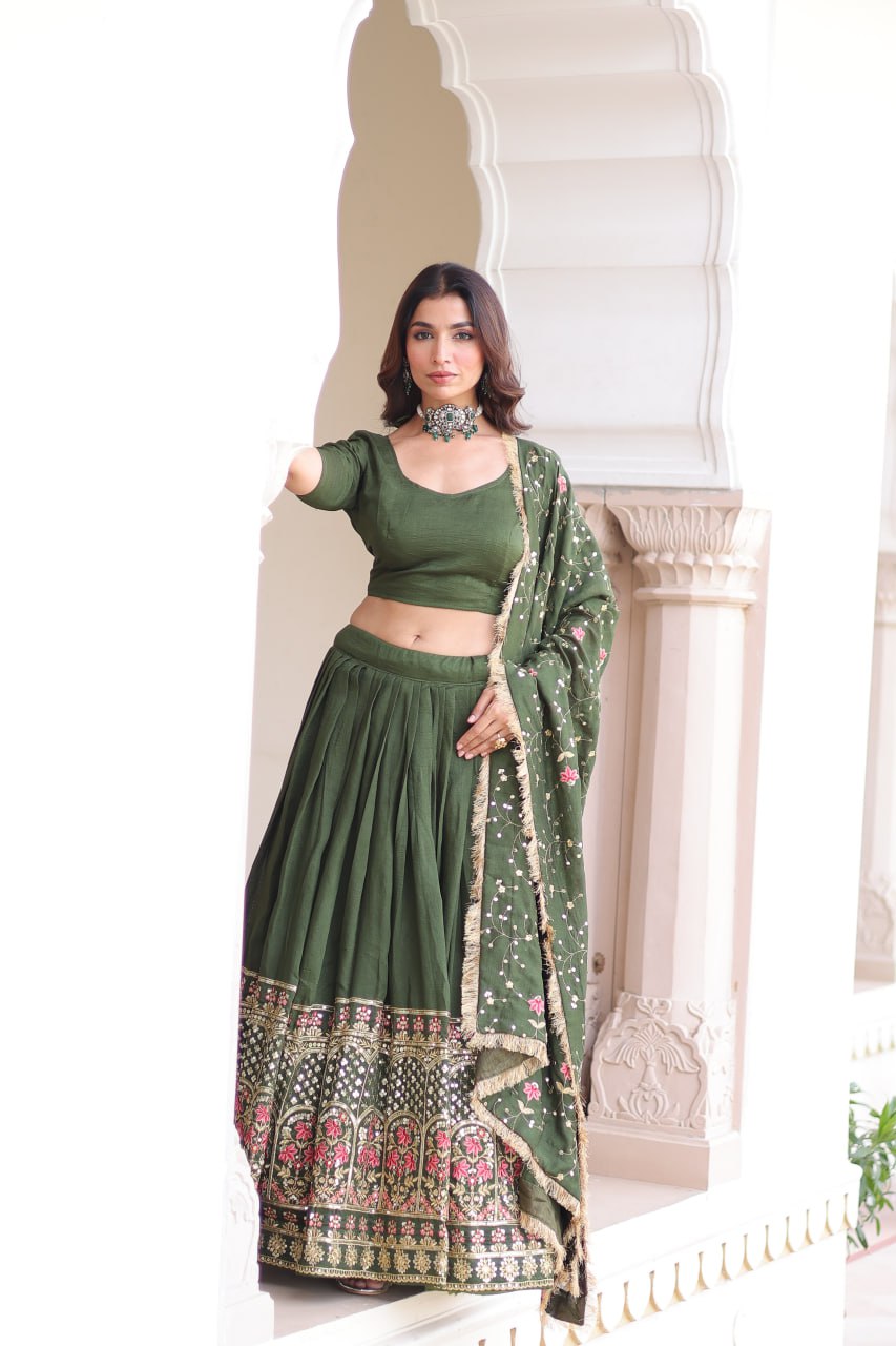 Luxury Thread & Sequins Readymade Lehenga Set