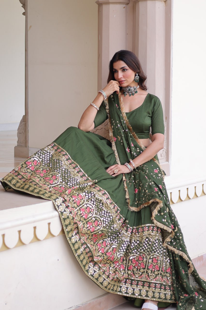 Luxury Thread & Sequins Readymade Lehenga Set