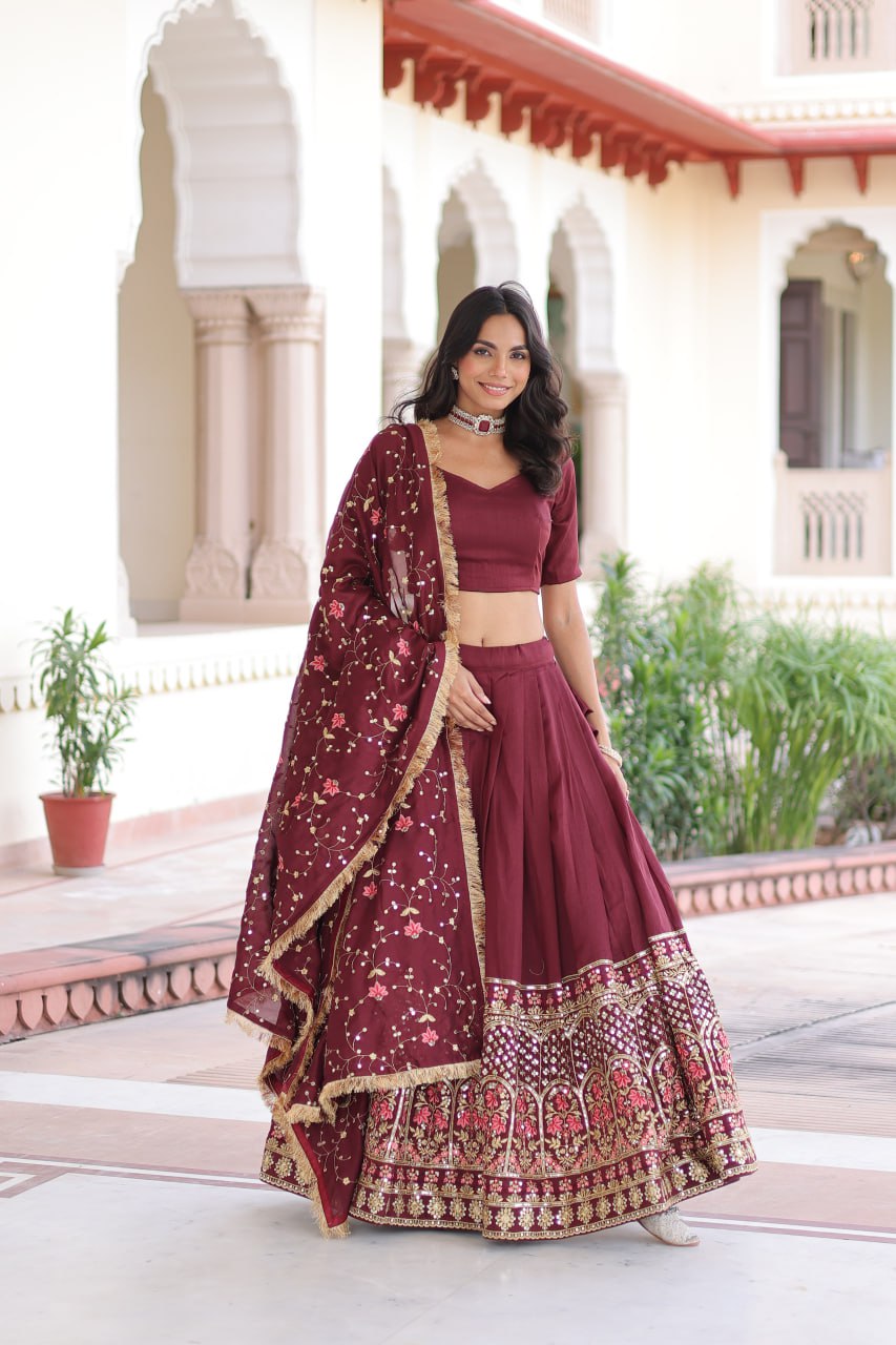 Luxury Thread & Sequins Readymade Lehenga Set