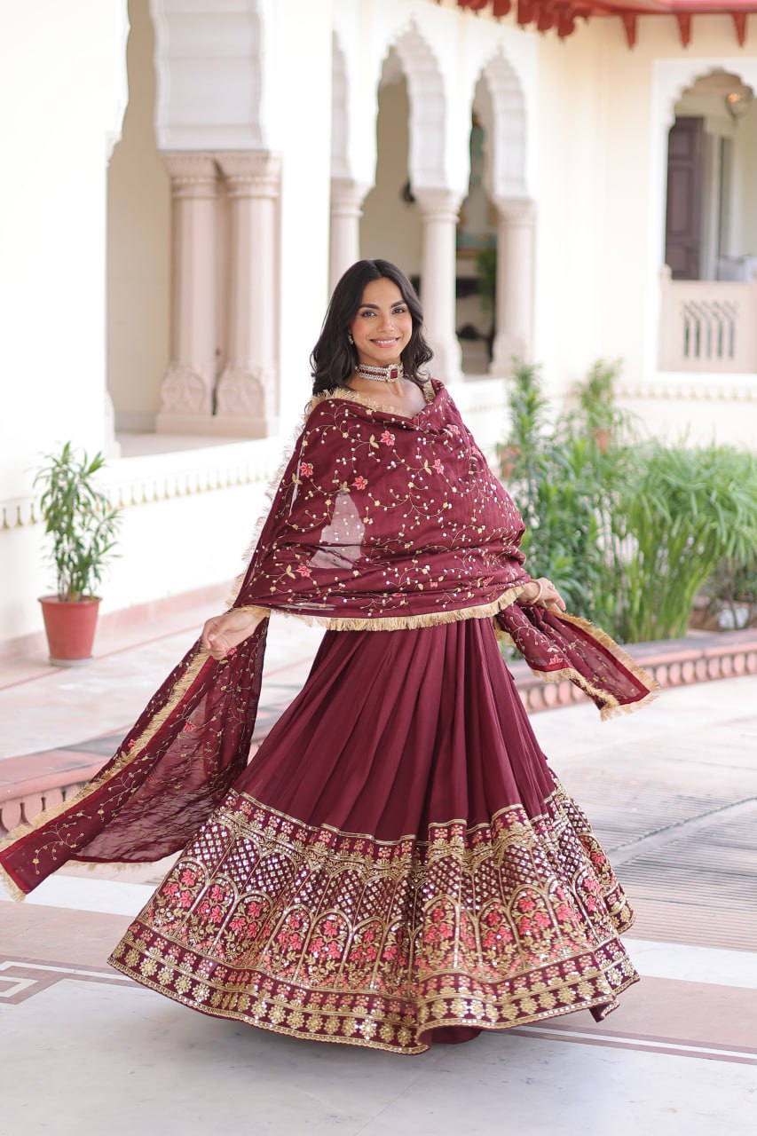 Luxury Thread & Sequins Readymade Lehenga Set
