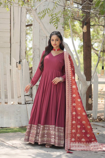 Dusty Pink Anarkali Gown with Dupatta
