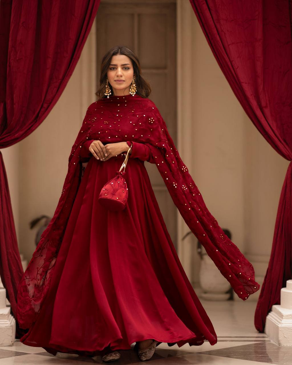 PREMIUM READYMADE  BLACK & RED SUIT SET TD-6008