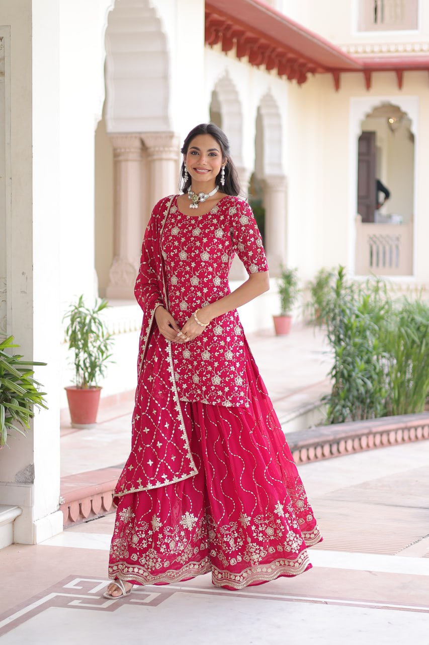 Premium Embroidered Sharara Suit