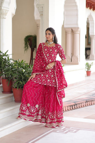 Rani Faux Georgette Sequin Embroidered Sharara Suit Set