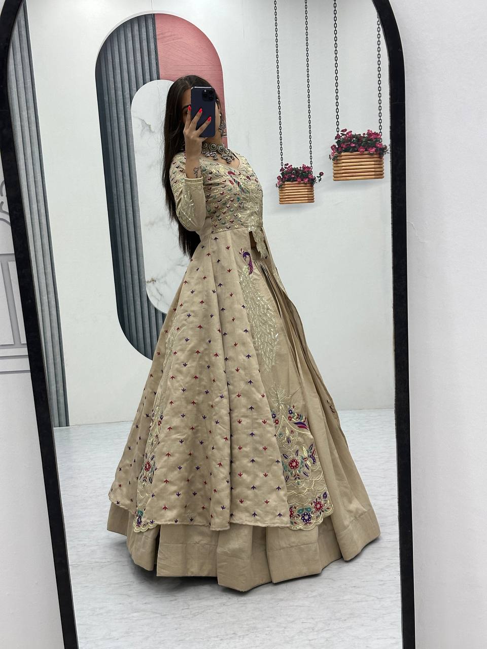 Premium Quality Heavy Traditional Crop Top with Shrug With Color