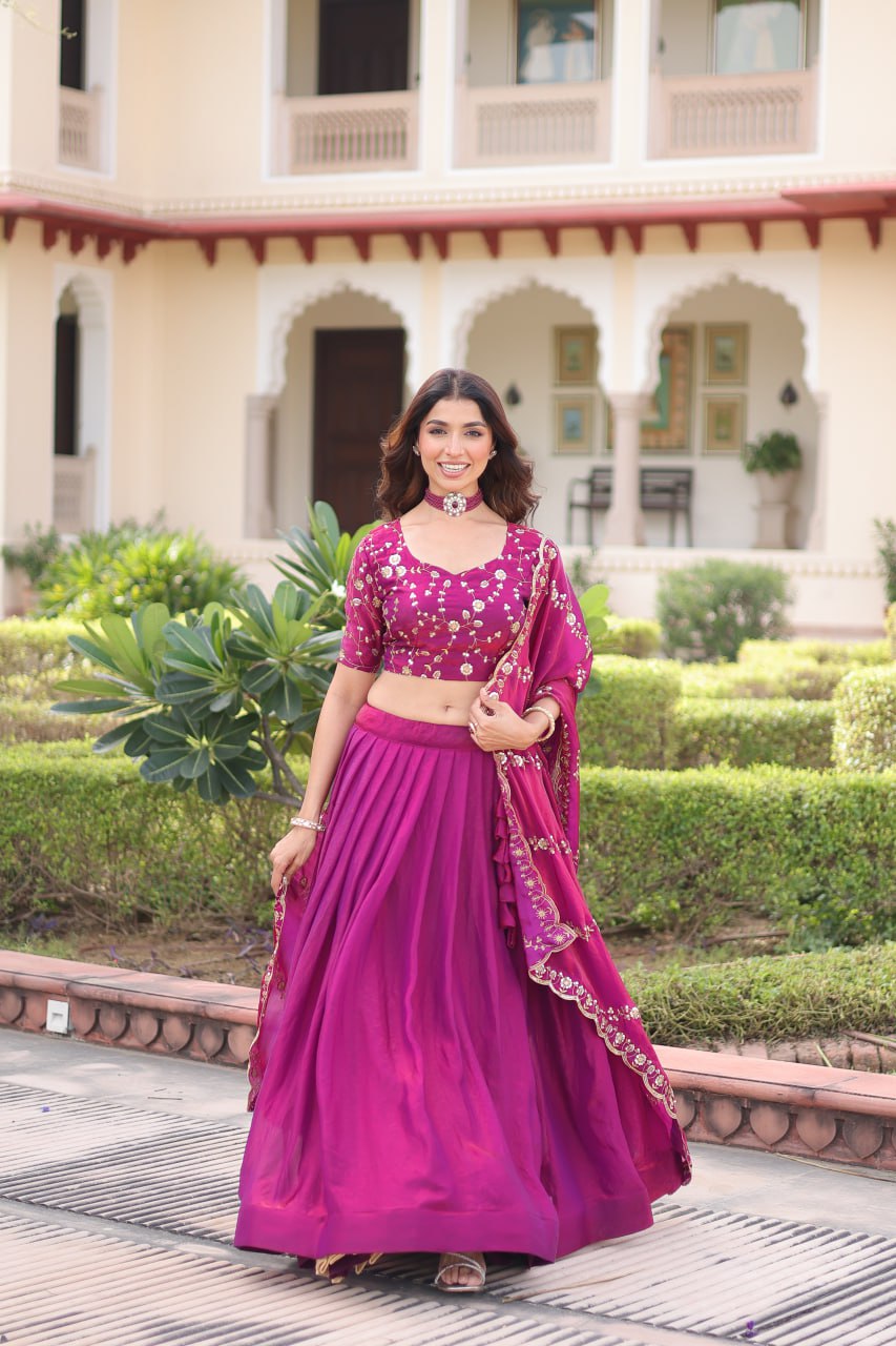 Luxury Thread & Sequins Readymade Lehenga Set
