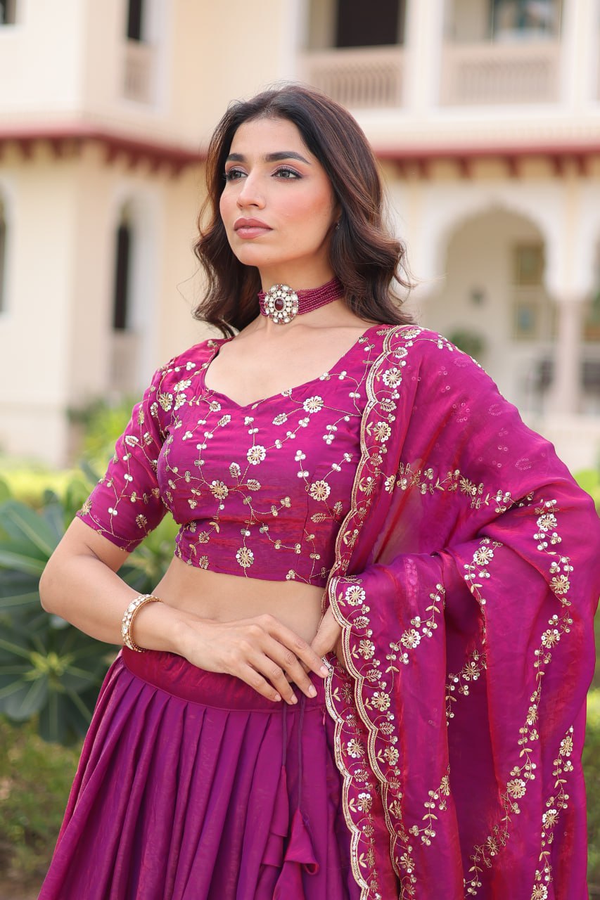 Luxury Thread & Sequins Readymade Lehenga Set