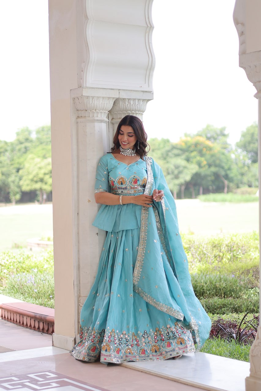 Luxury Thread & Sequins Readymade Lehenga Set
