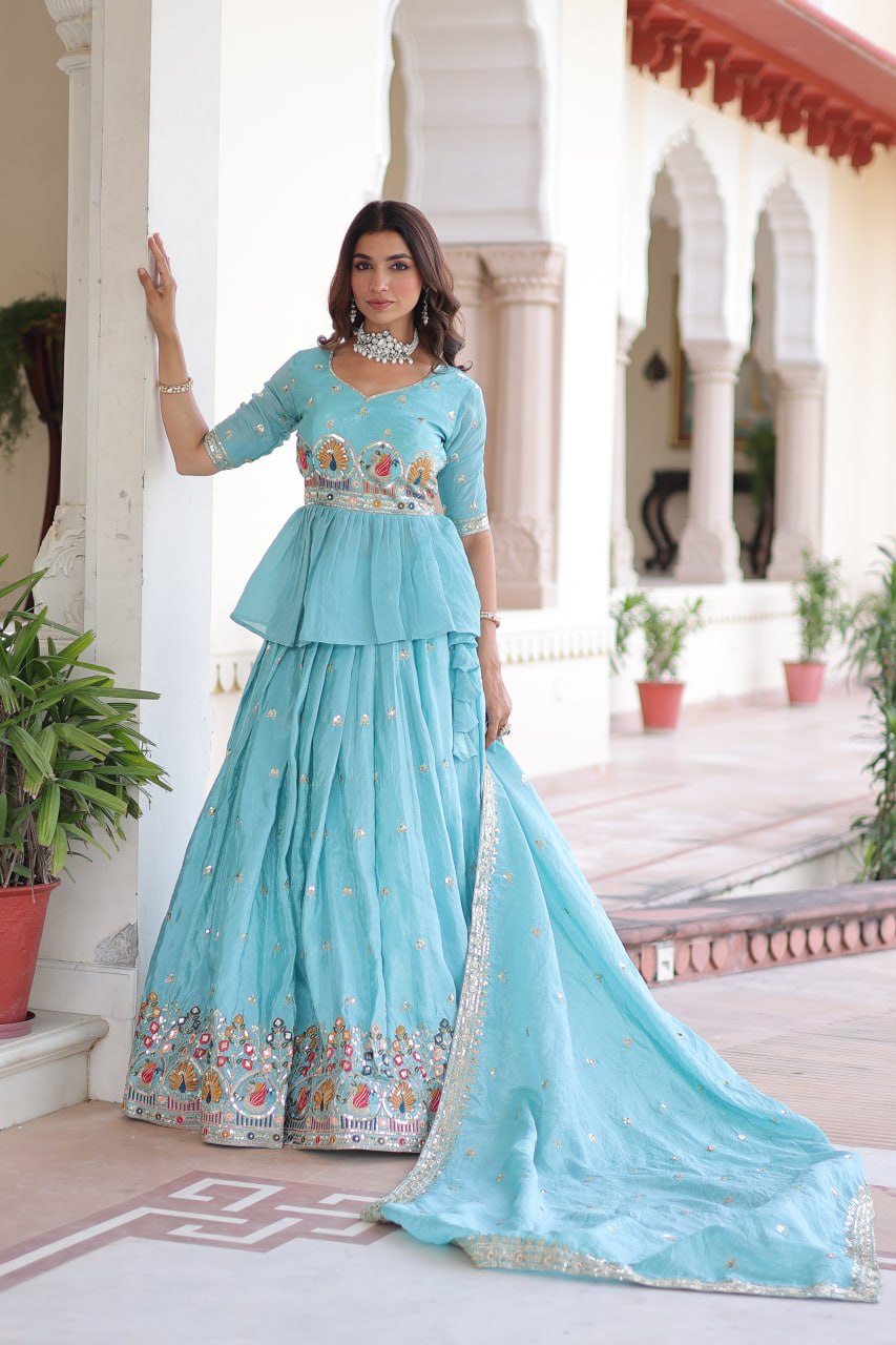 Luxury Thread & Sequins Readymade Lehenga Set