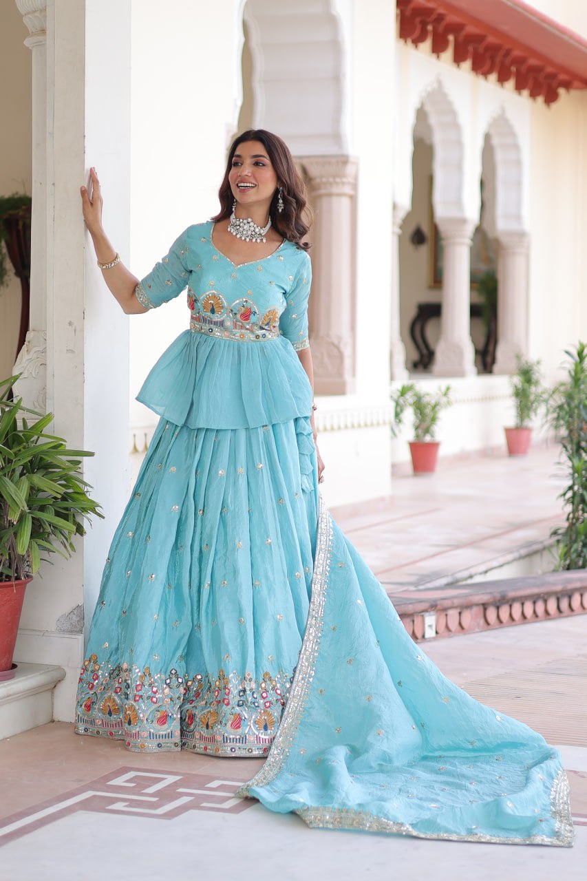 Luxury Thread & Sequins Readymade Lehenga Set