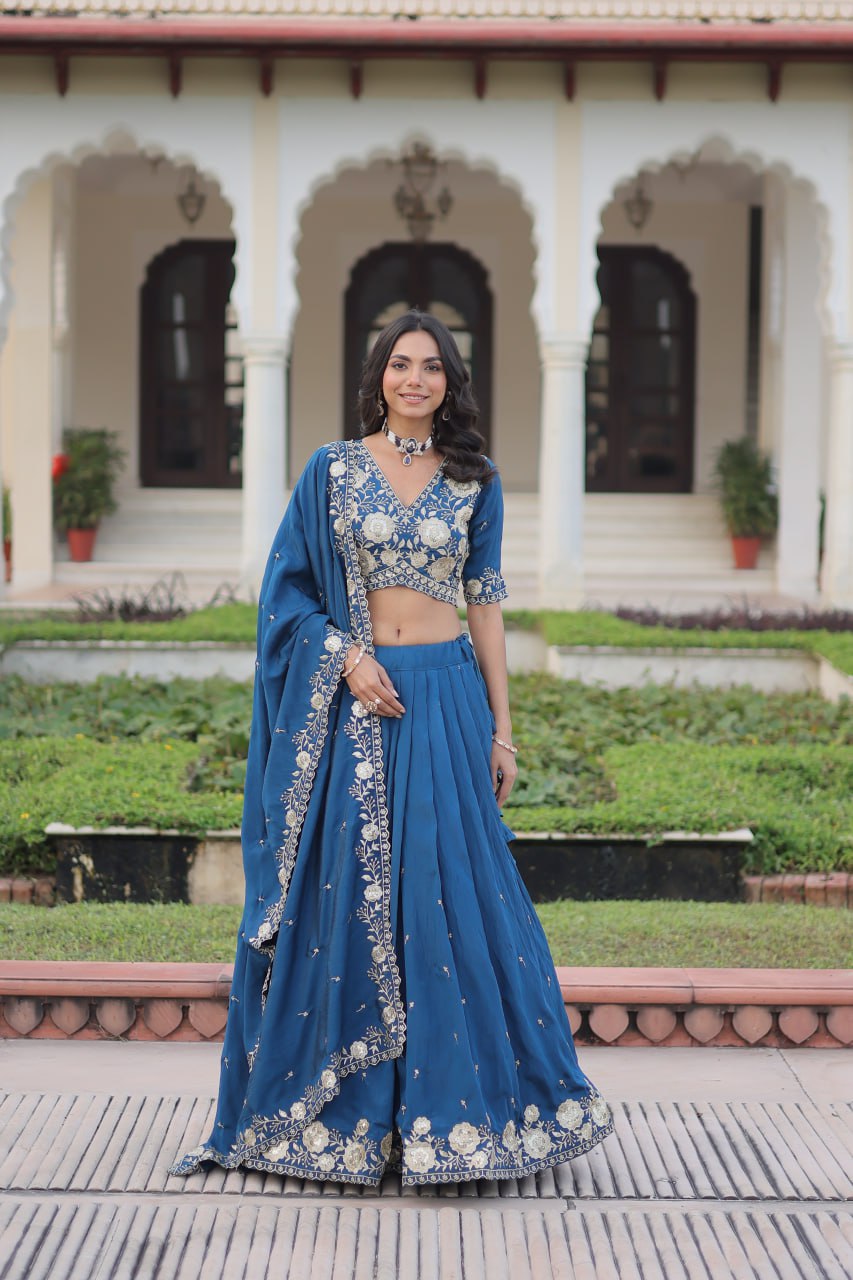 Luxury Thread & Sequins Readymade Lehenga Set