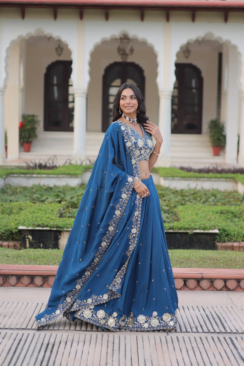 Luxury Thread & Sequins Readymade Lehenga Set