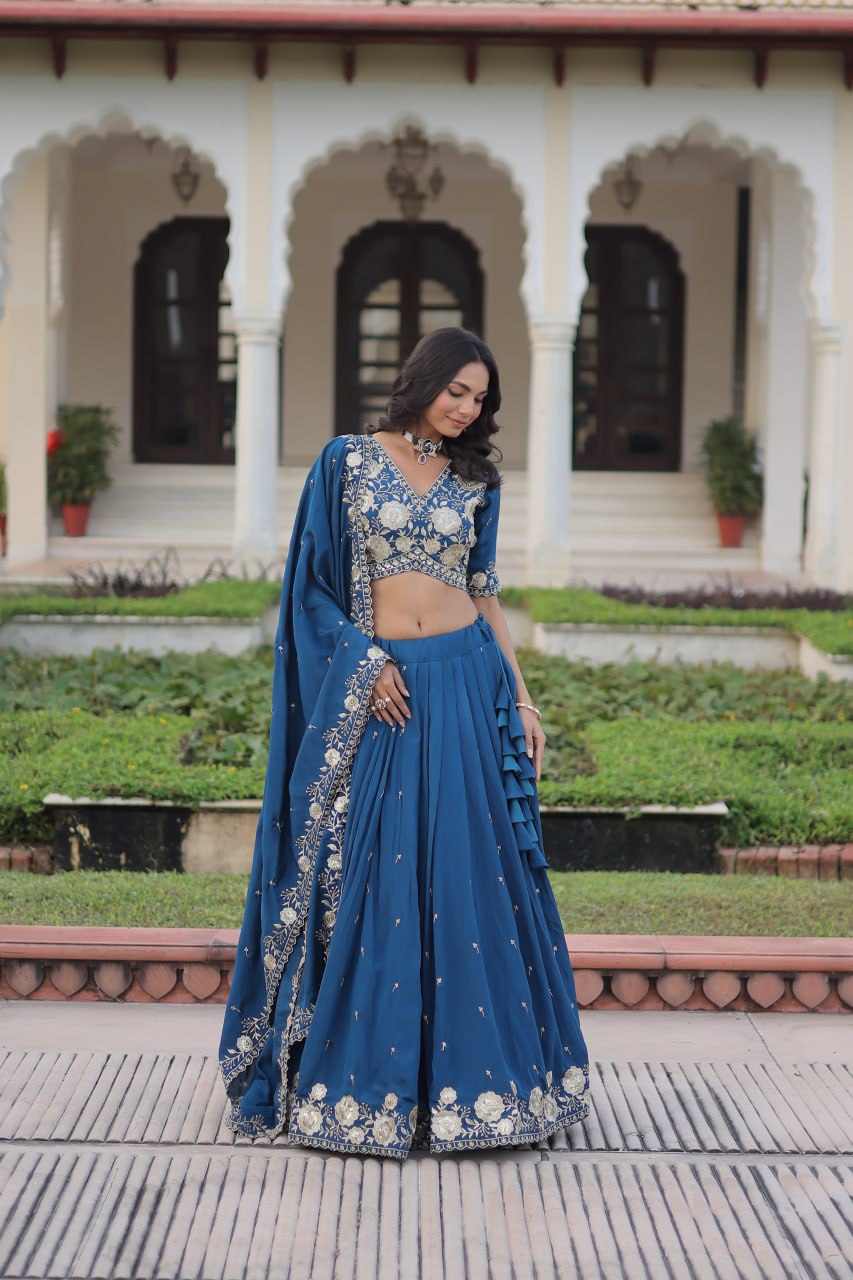Luxury Thread & Sequins Readymade Lehenga Set