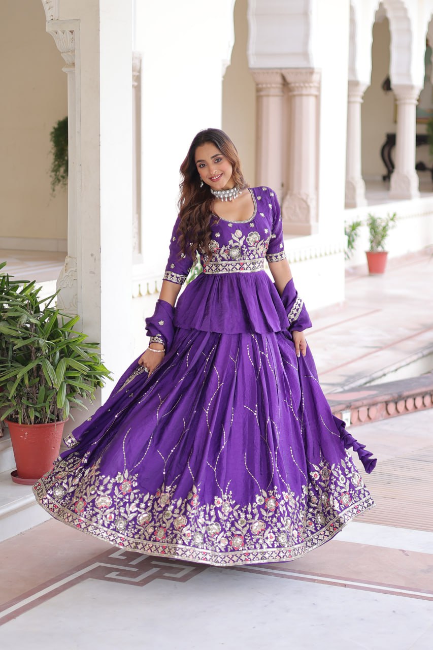 Luxury Thread & Sequins Readymade Lehenga Set