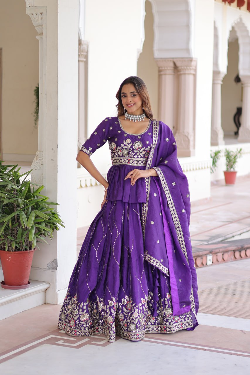 Luxury Thread & Sequins Readymade Lehenga Set