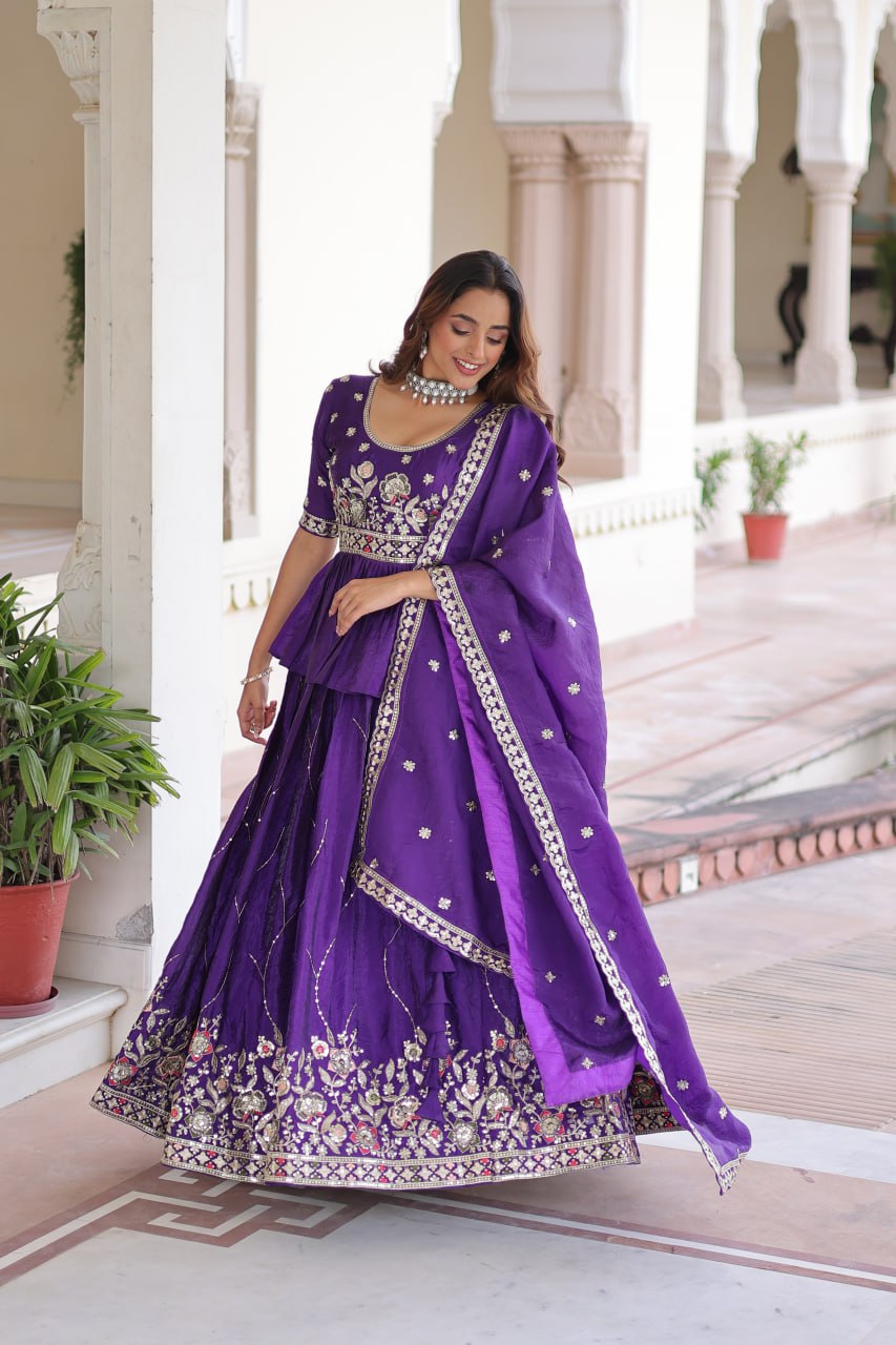 Luxury Thread & Sequins Readymade Lehenga Set