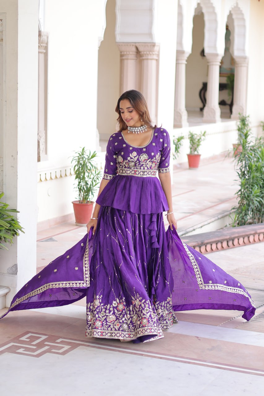 Luxury Thread & Sequins Readymade Lehenga Set