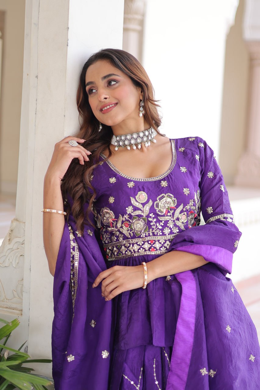 Luxury Thread & Sequins Readymade Lehenga Set