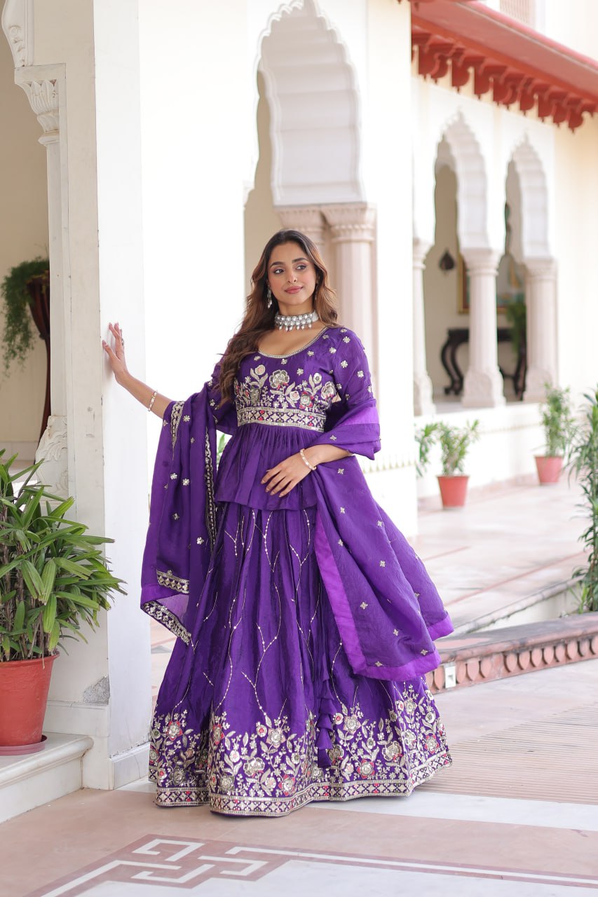 Luxury Thread & Sequins Readymade Lehenga Set