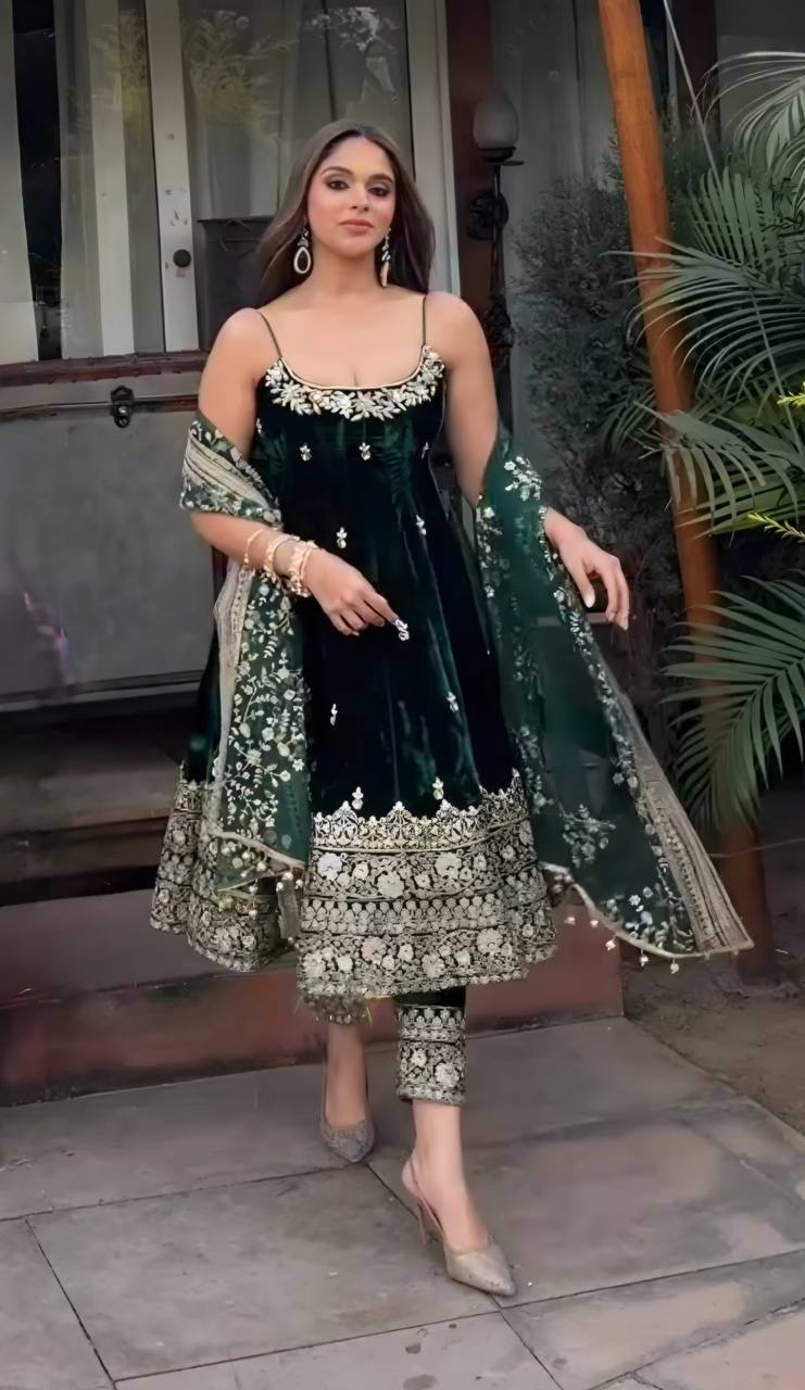 Afsana Emerald Premium Green Anarkali Set