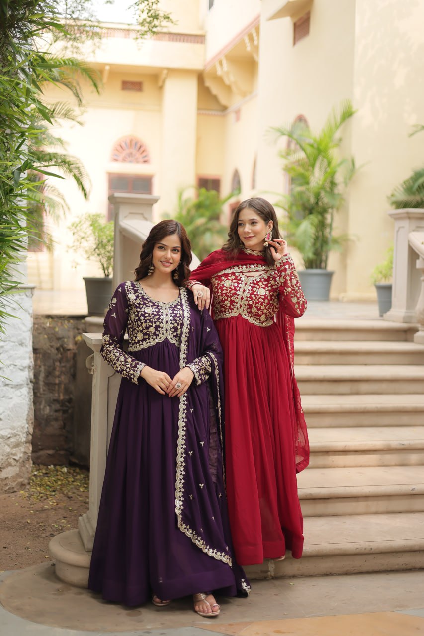 Payal's Blooming Gown With Sequins-Multi Embroidered Work L9195