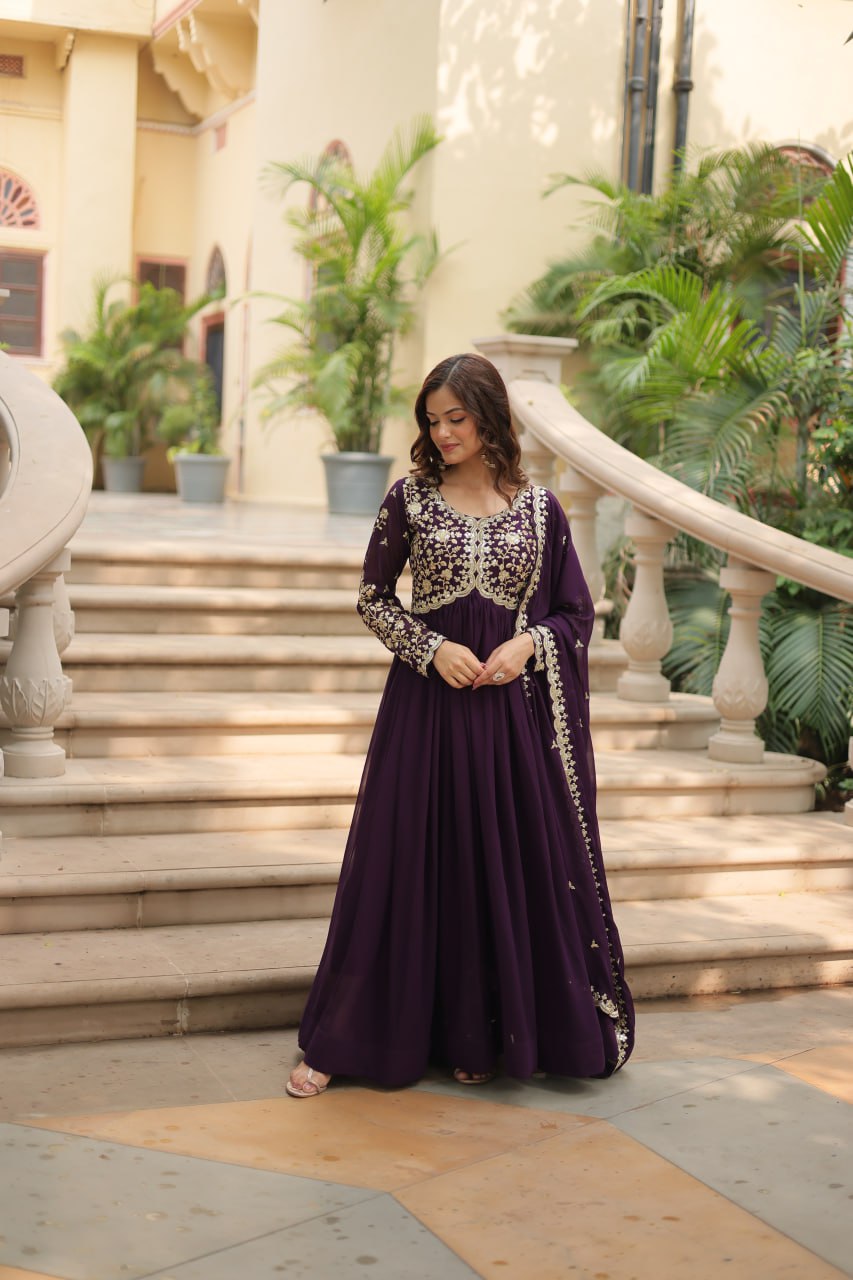 Payal's Blooming Gown With Sequins-Multi Embroidered Work L9195