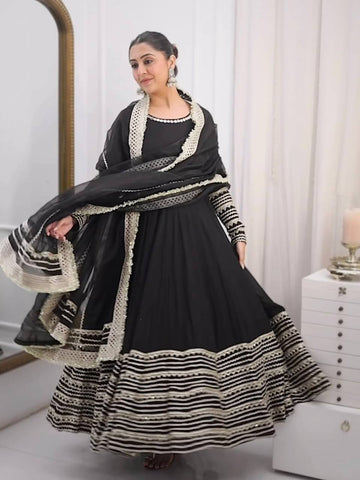 Black Embroidered Designer Anarkali Gown