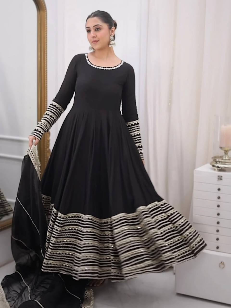Black Embroidered Designer Anarkali Gown
