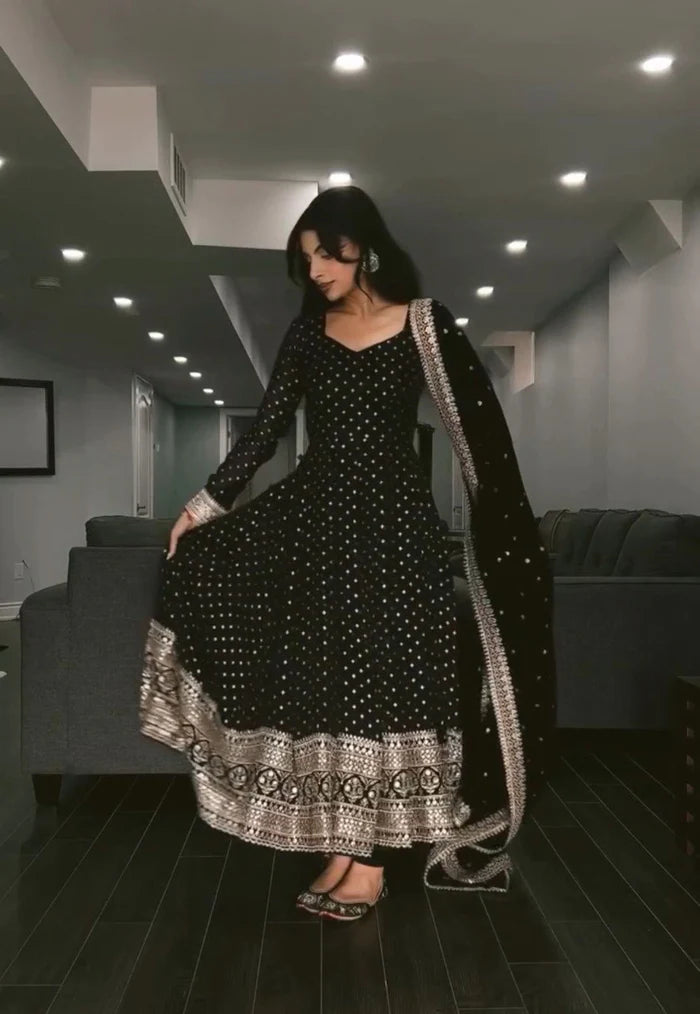 Barkha s Black Coloured Anarkali Suit Set