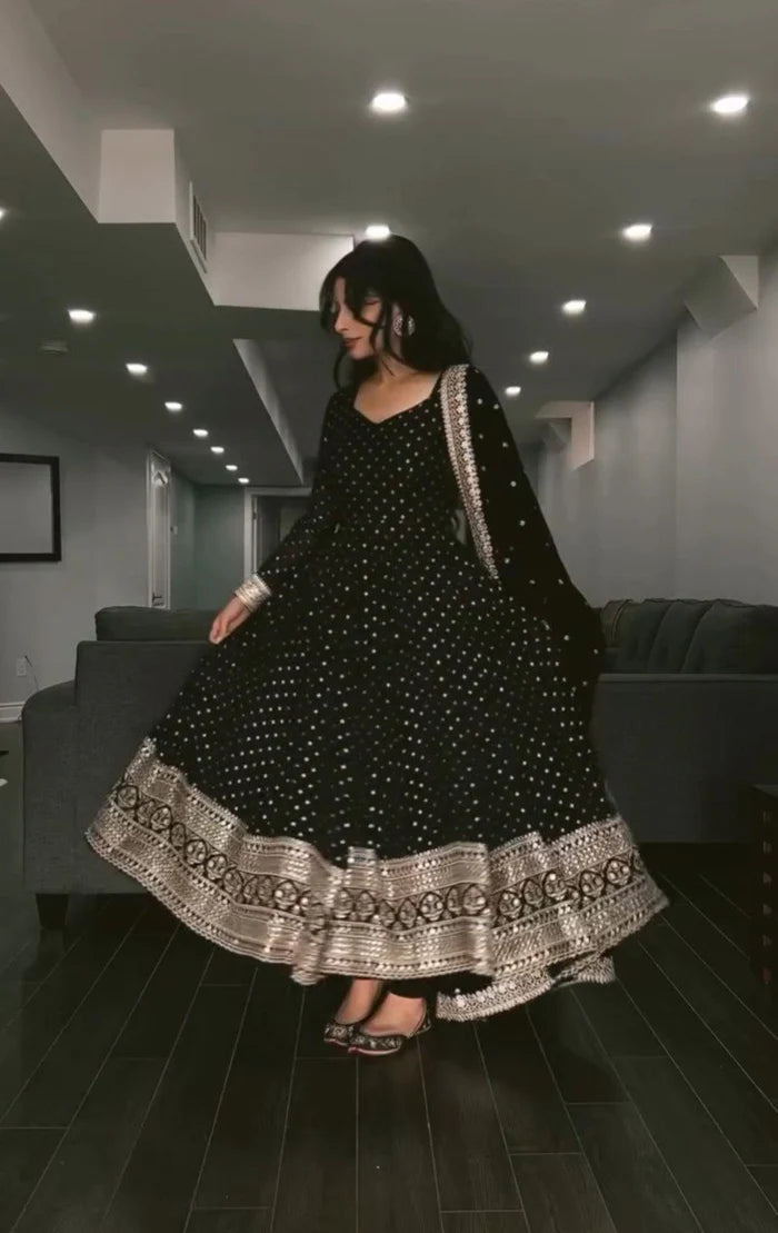 Barkha s Black Coloured Anarkali Suit Set