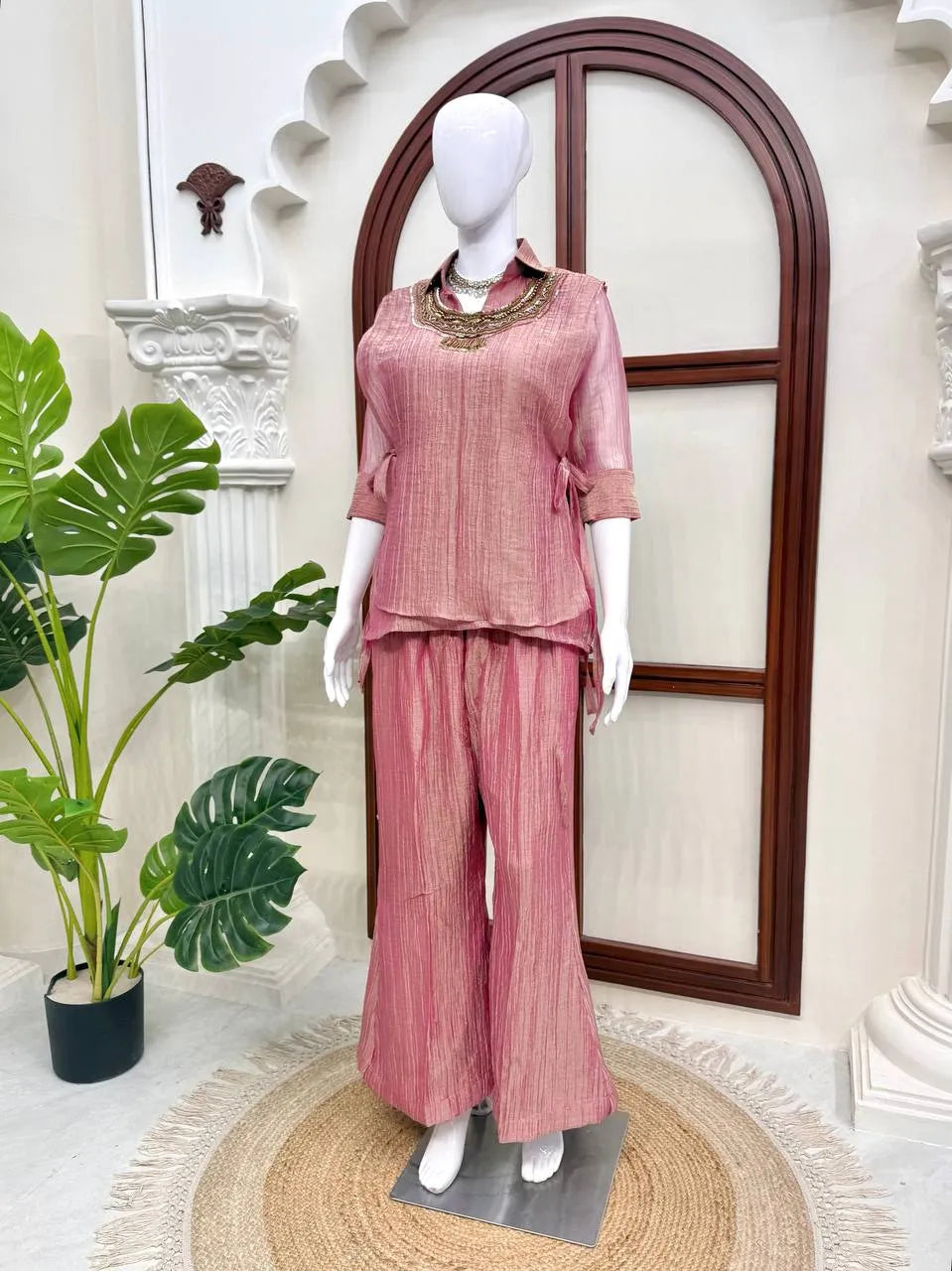 pink festive kurta set