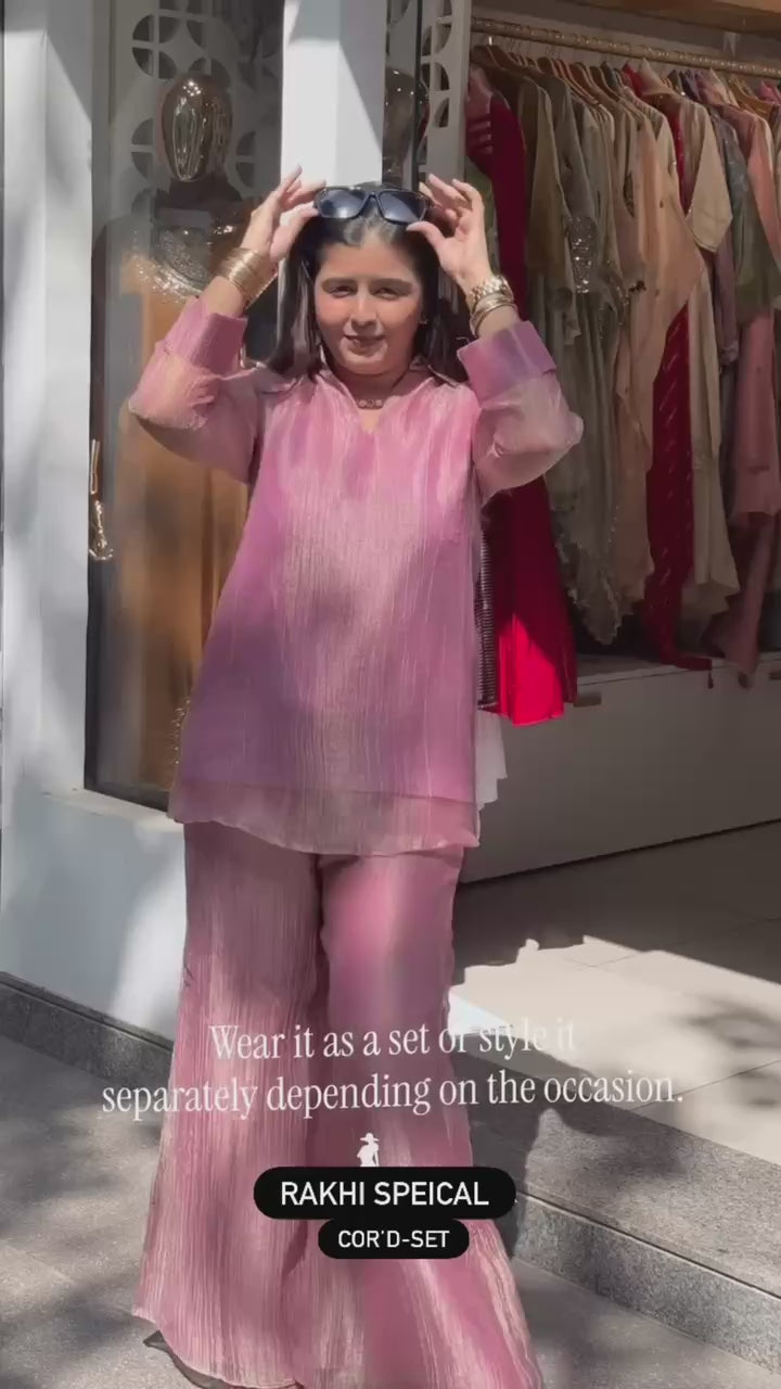 pink palazzo kurta set