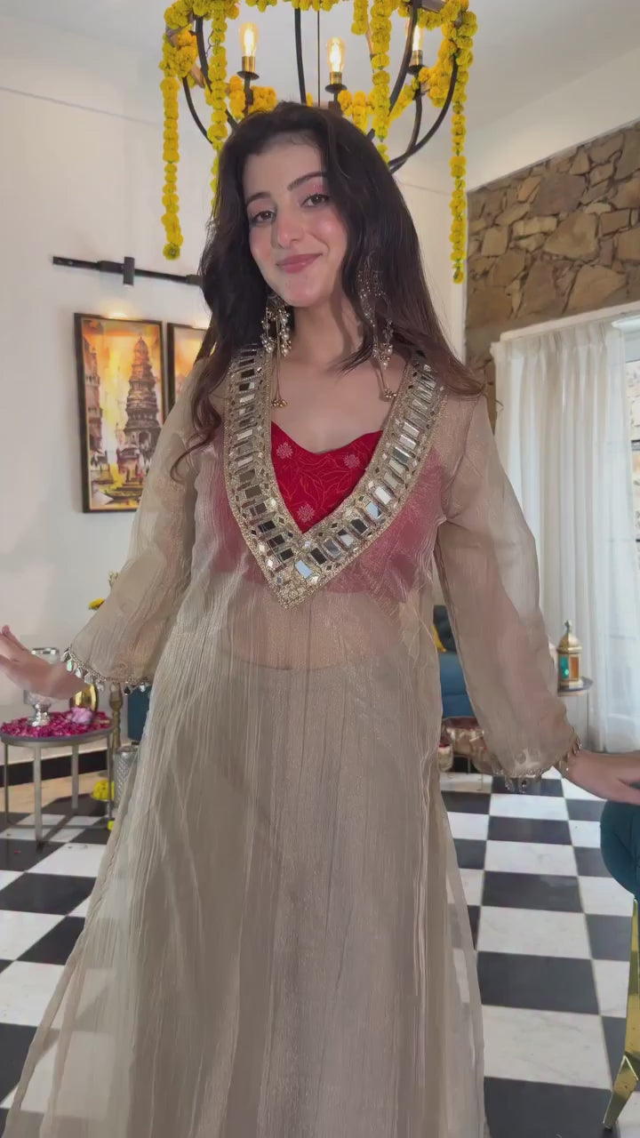 Salsa Silk Top Palazzo Set with Printed Inner