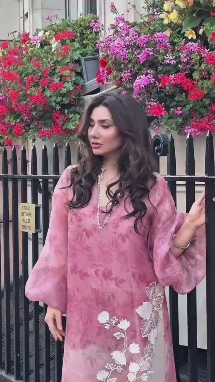 Blush Pink Organza Shrug Kurta Pant Set