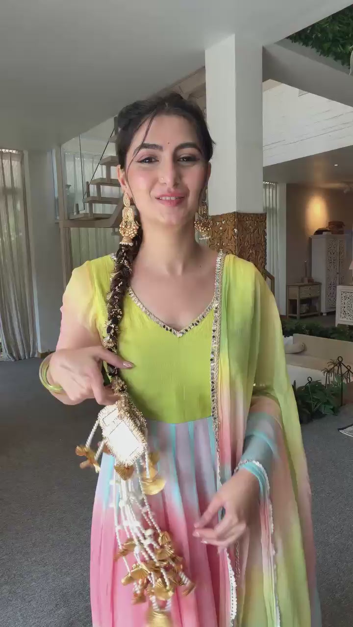 Ombre Georgette Anarkali Set with Dupatta