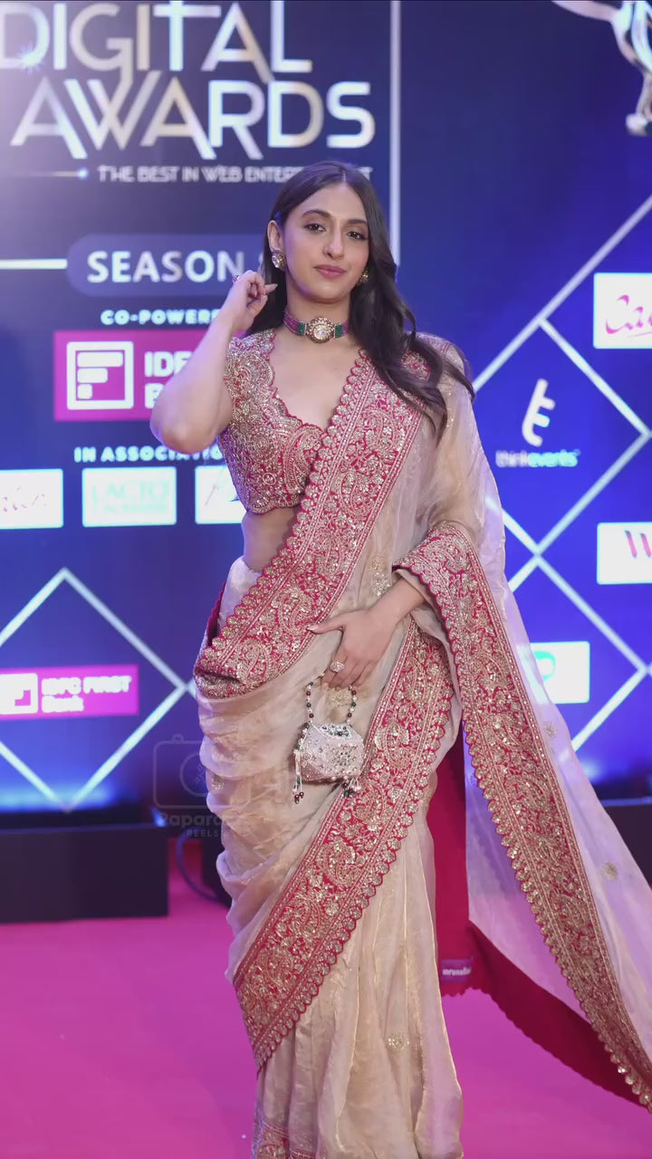 Glass Organza Silk Saree with Embroidered Blouse