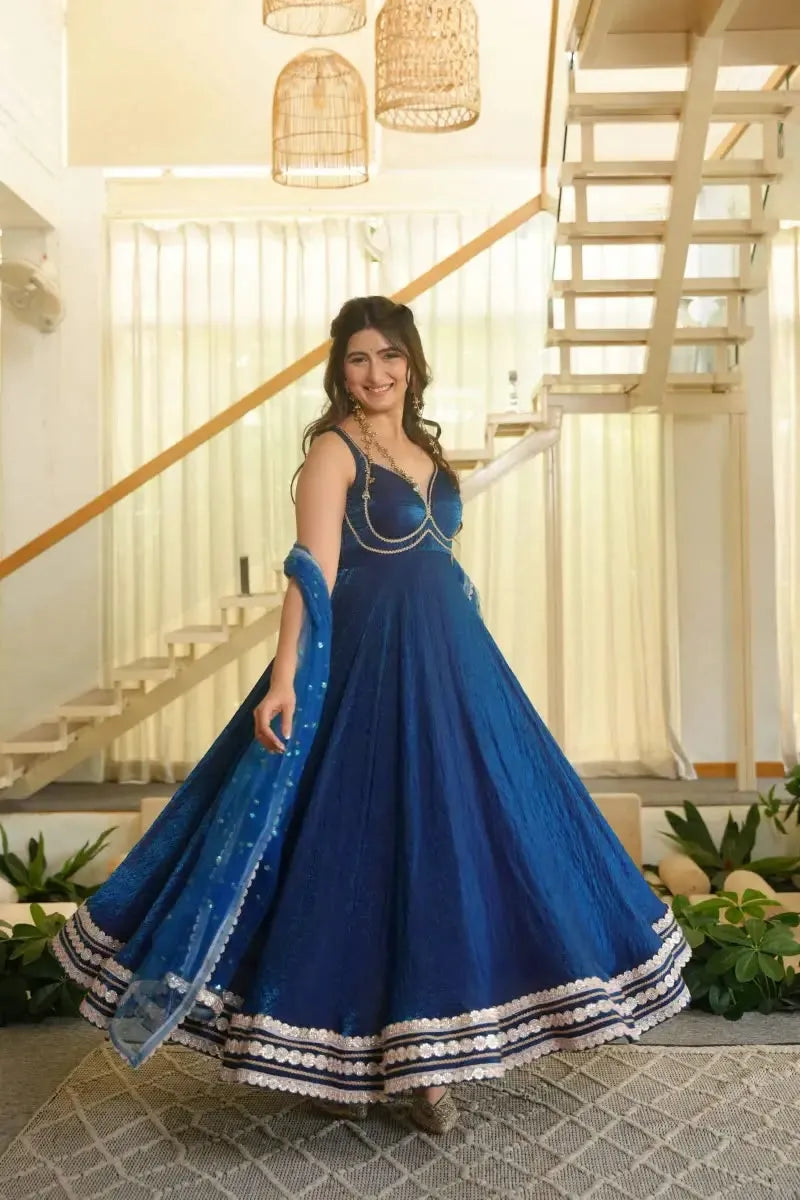 Fendy Silk Anarkali Set with Net Dupatta
