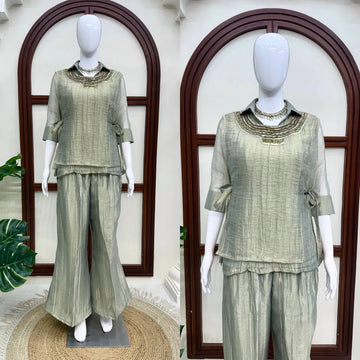 sage green kurta set