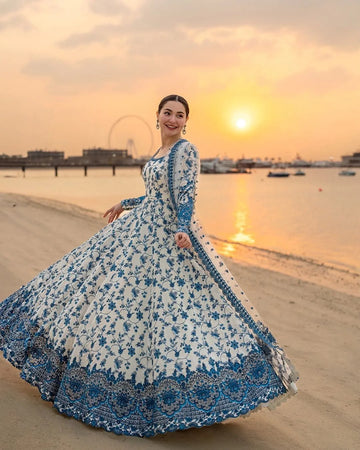 Floral Georgette Anarkali Set with Dupatta