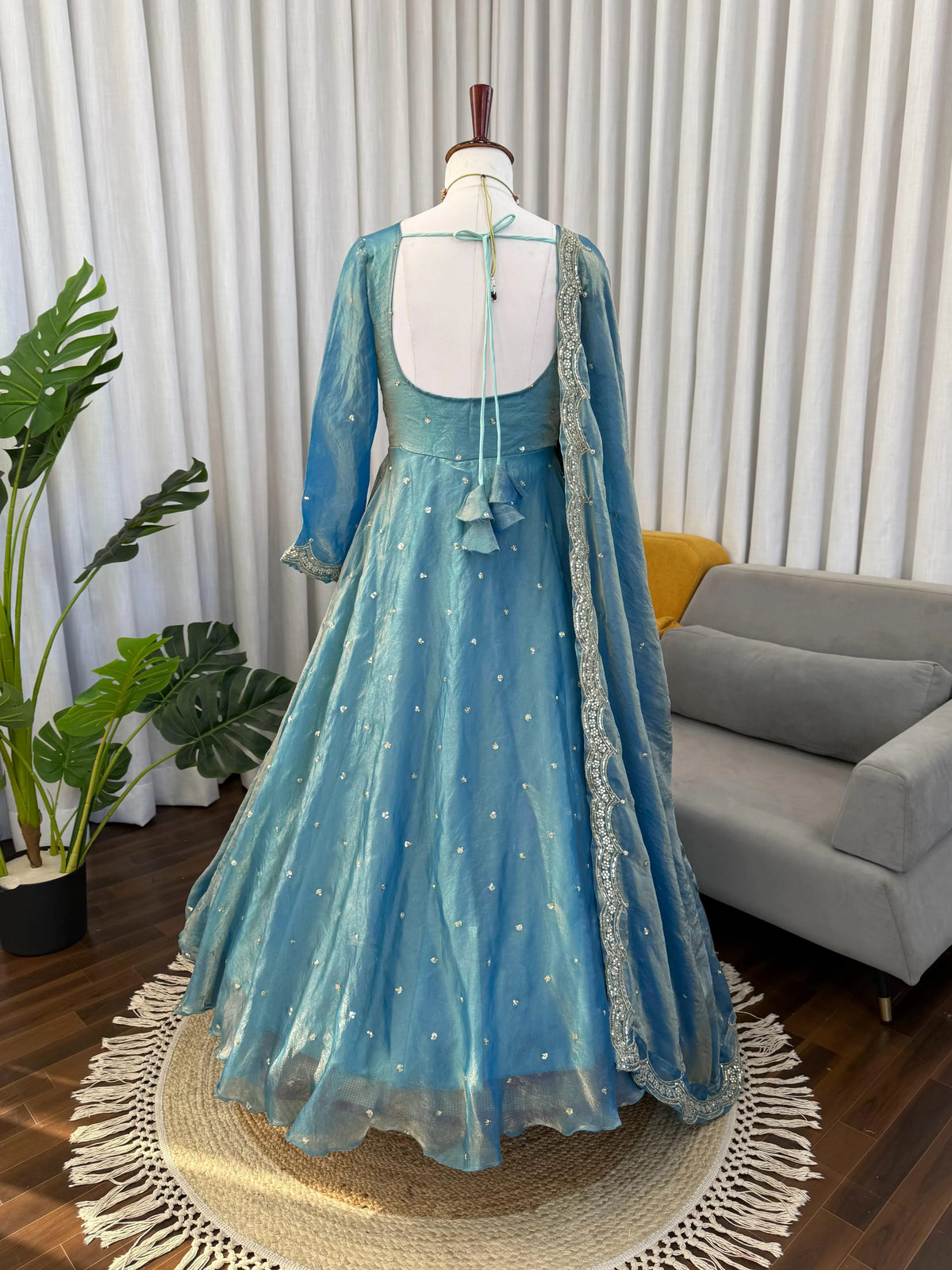Fendy Silk Anarkali Palazzo Set with Dupatta