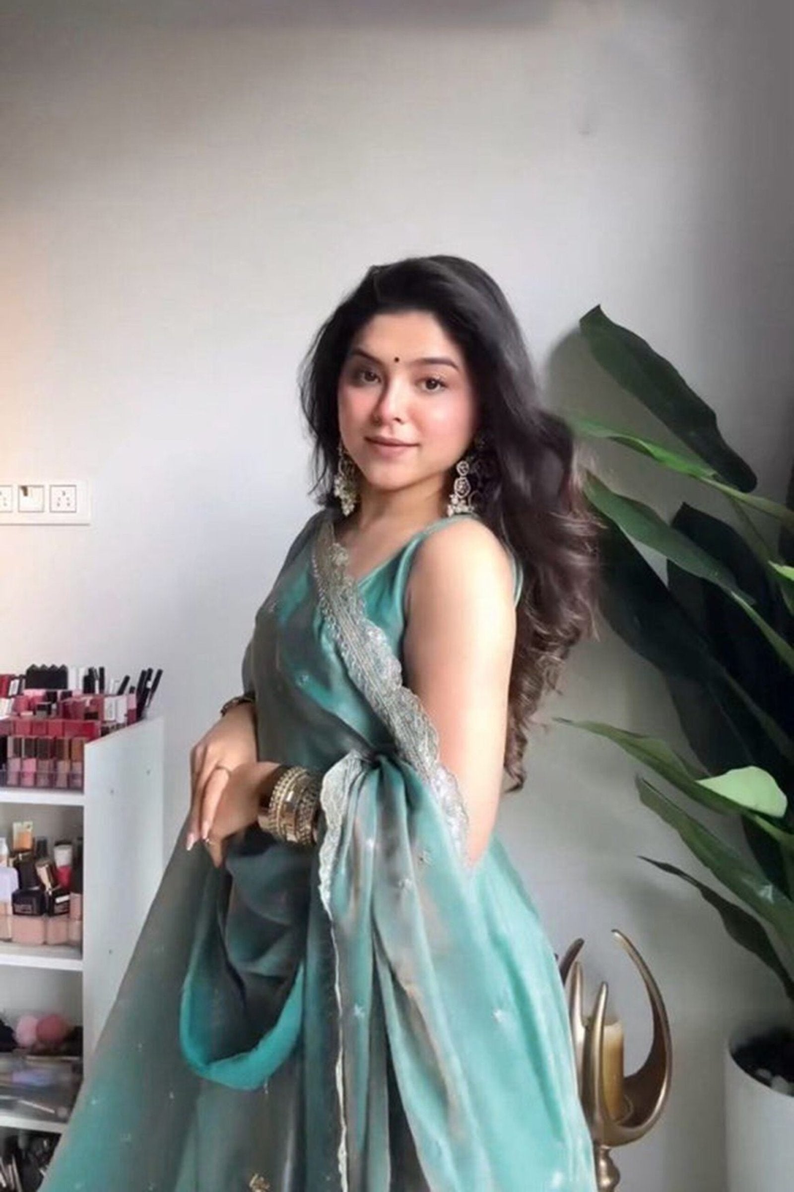 Elegant Fandy Silk Anarkali Gown Set – Perfect for Weddings & Special Occasions